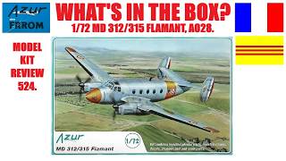 WHAT'S IN THE BOX? AZUR 1/72, MARCEL DASSAULT 312/315 FLAMANT, A028. MODEL KIT REVIEW 524.