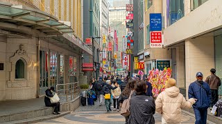 Walk Around Myeongdong Shopping Street on a Sunday Afternoon | Seoul Virtual Tour 4K HDR