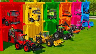 TRANSPORTING CONSTRUCTION VEHICLES BACKHOE LOADERS, EXCAVATORS WITH TOW TRUCKS! Farming Simulator 22
