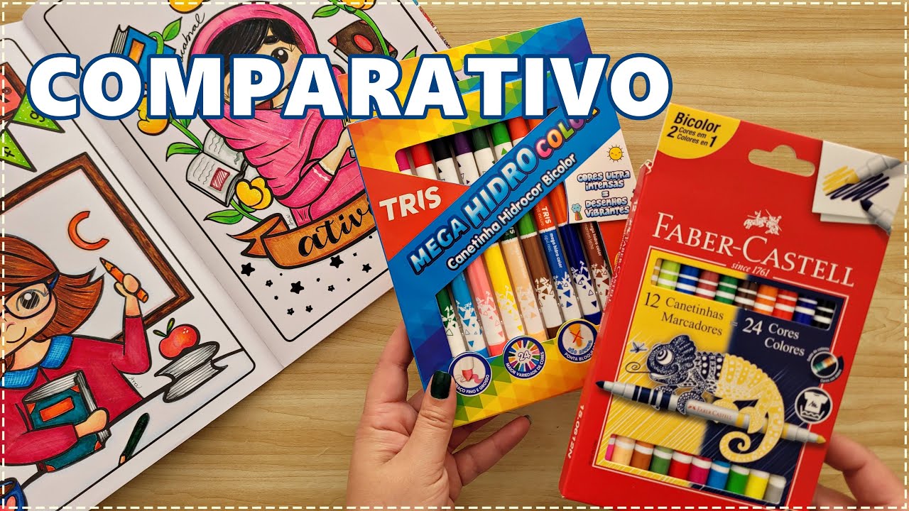 COMPARATIVO Canetinhas Bicolor - Tris X Faber-Castell