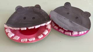 Masque Hippopotame en assiette en carton ?Paper plate Hippopotamus craft DIY tuto bricolage activité