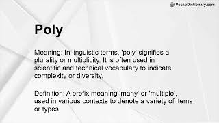 Poly Meaning