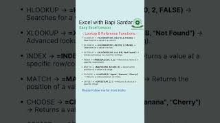Lookup &amp; Reference Functions | Excel Shortcut tricks | #exceltips #shorts #excelhacks #Spreadsheets