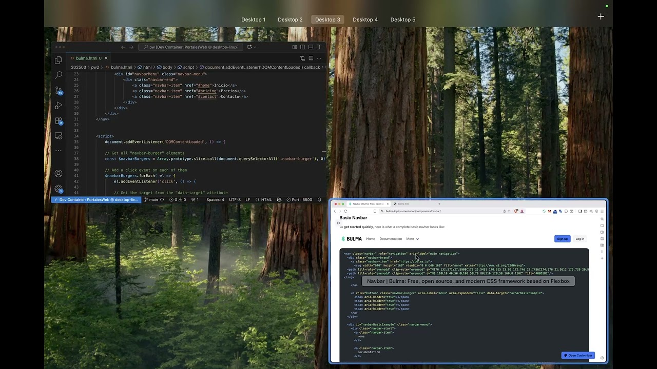 Landing Page con Bulma CSS (Navbar, Hero, Cards, Split Panel box, Footer)