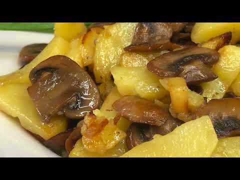 Жареная картошка с грибами | Жареная картошка с шампиньонами | Рецепты просто