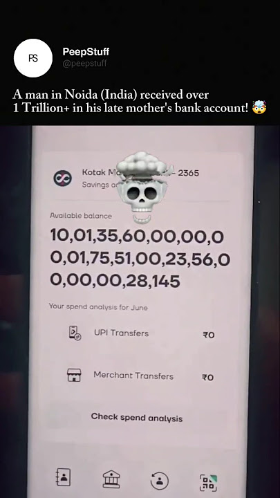 ₹10,01,35,60,00,00,00,01,75,51,00,23,56,00, 00,00,28,145 credited in the bank account! 🤯 #viral