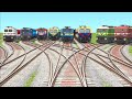 8 TRAIN CROSSING ON LEFT TO RIGHT FORKED BUMPY RAILROAD | Electric Train | Train Simulator