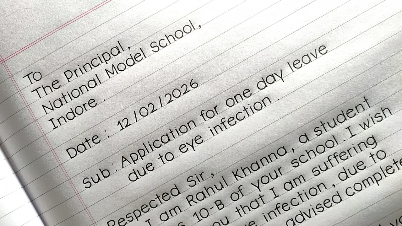 📝 One Day Sick Leave Application for Class 10 Students | iNote