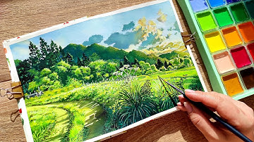 Unlock the Magic of Ghibli Landscape Painting with Himi Gouache