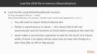 Learning Dart – Build Your First App with Flutter : Create JSON File for Messages | packtpub.com