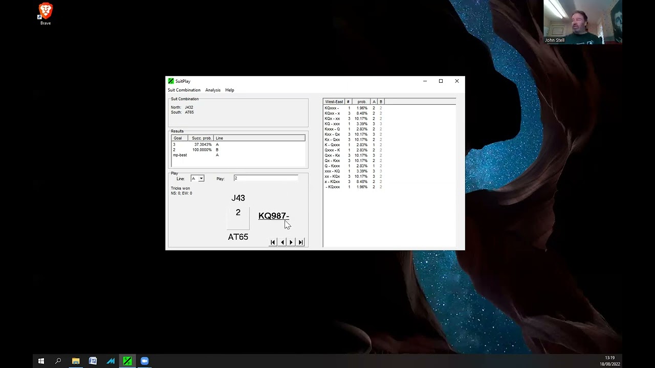Suit Play - using free bridge software to analyse card combinations
