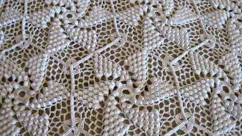 Crocheted Popcorn Pinwheel Bed Spread by Frances J...