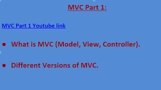 MVC Part 1: What is MVC (MVC tutorials) , Different Versions of MVC and Release Date.