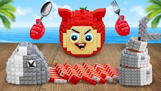 Lego MUKBANG / Eating Sashimi Salmon Fish / Stop Motion & ASMR Video