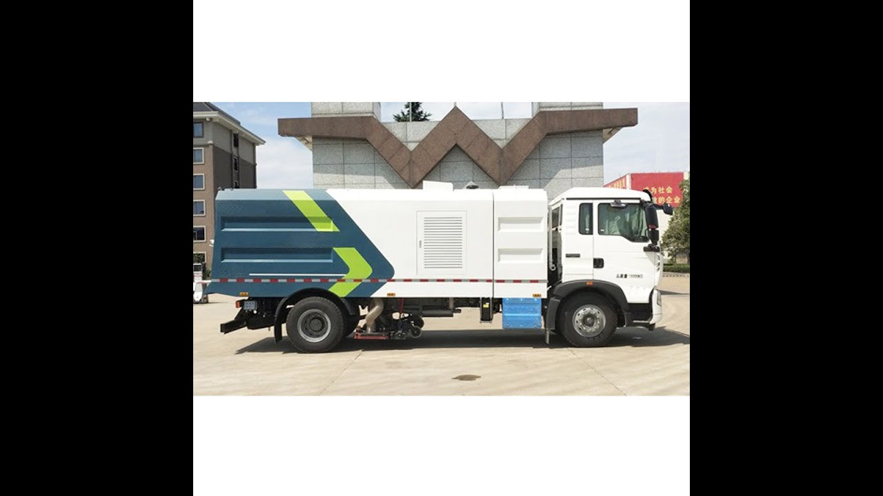 HOWO 10m3 road dust suction truck - YouTube