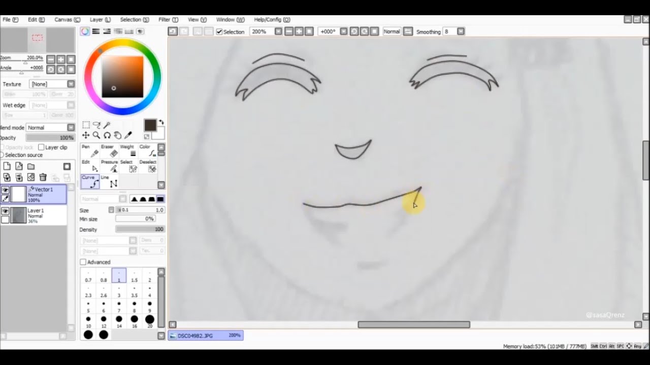 Tutorial lineart digital menggunakan Paint Tool SAI dan Mouse - YouTube
