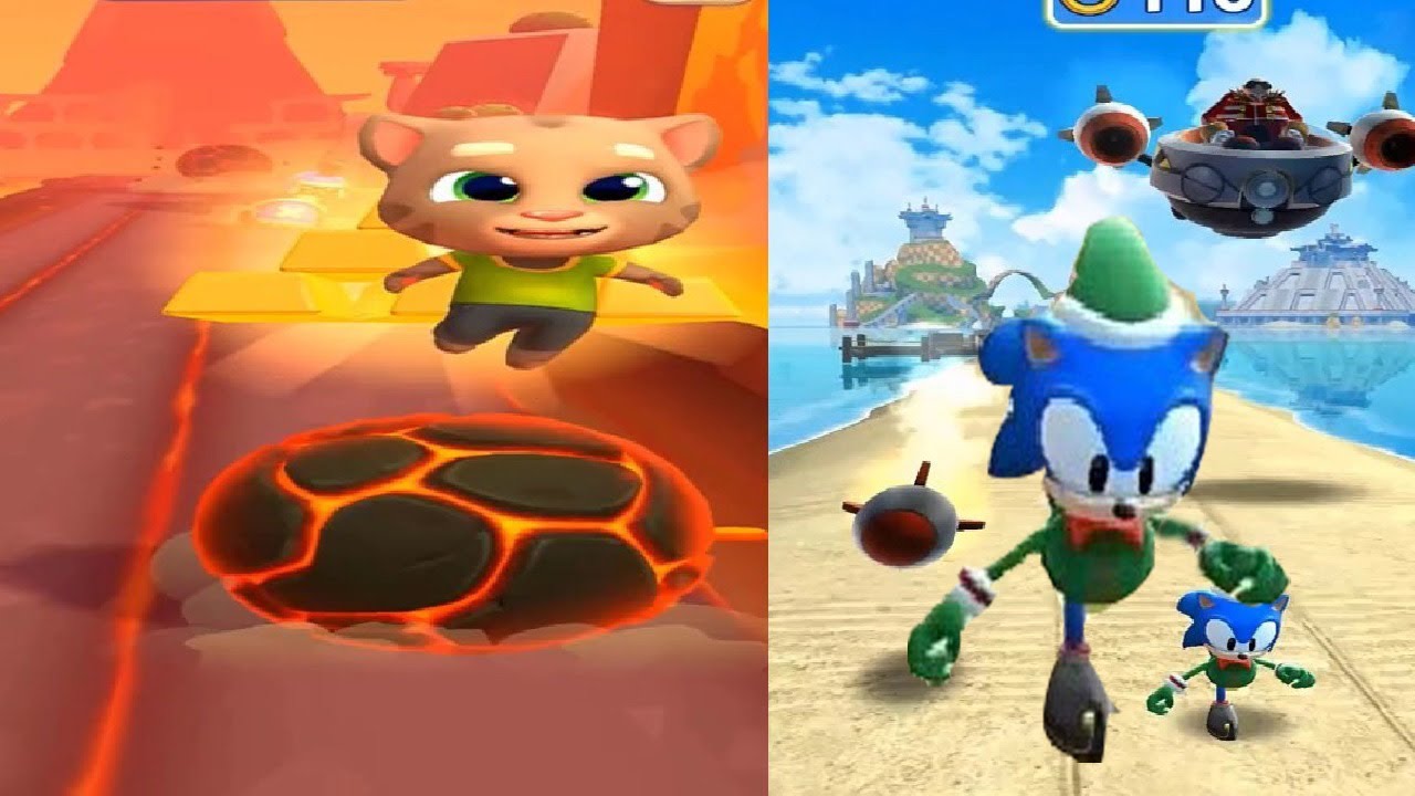 TALKING TOM GOLD RUN 2 VS SONIC DASH Android Gameplay - YouTube