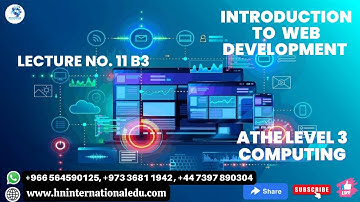 Introduction to Web Development Lecture No. 11 B3 ATHE Level 3 Computing