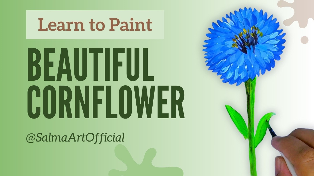 How to Paint a Beautiful Cornflower in Blue | Easy Acrylic Tutorial v33