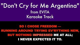 'Don't Cry for Me Argentina' from Evita - Karaoke Track with Lyrics on Screen