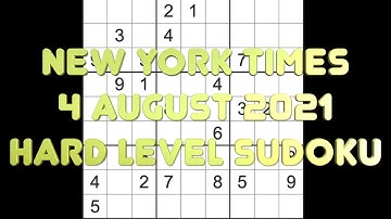 Sudoku solution – New York Times sudoku 4 August 2021 Hard level