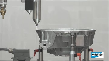 Continuous application of Drei Bond sealant by ViscoTec progressive cavity pumps