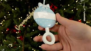 Ornaments by Elves: Personalized Baby Boy Blue Rattle Christmas Ornament OBE-OR1494-B