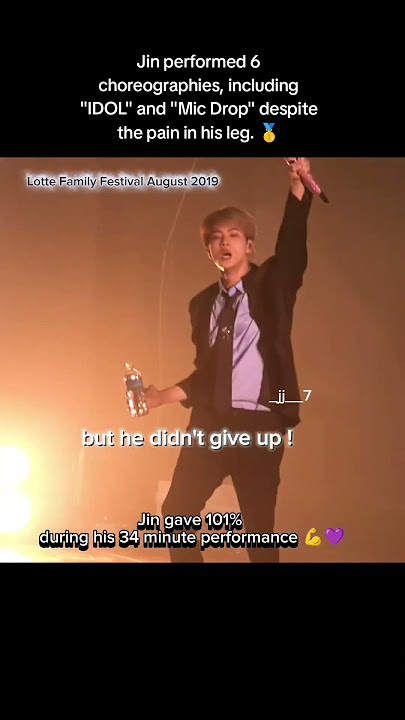 Power Jin , he suffered but didn't give up. 💪🫂. August 11, 2019 Lotte Family Festival #bts