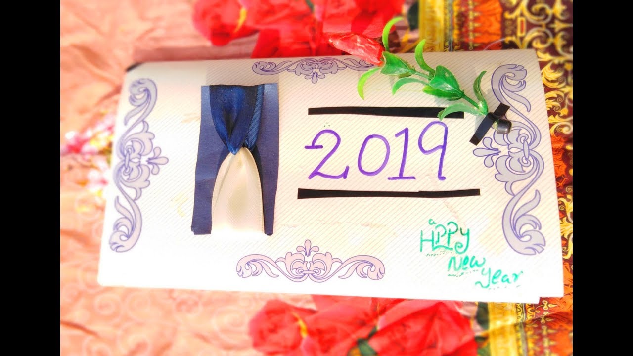 Beautiful Handmade Happy New Year 2019 Card Idea DIY Gift Card