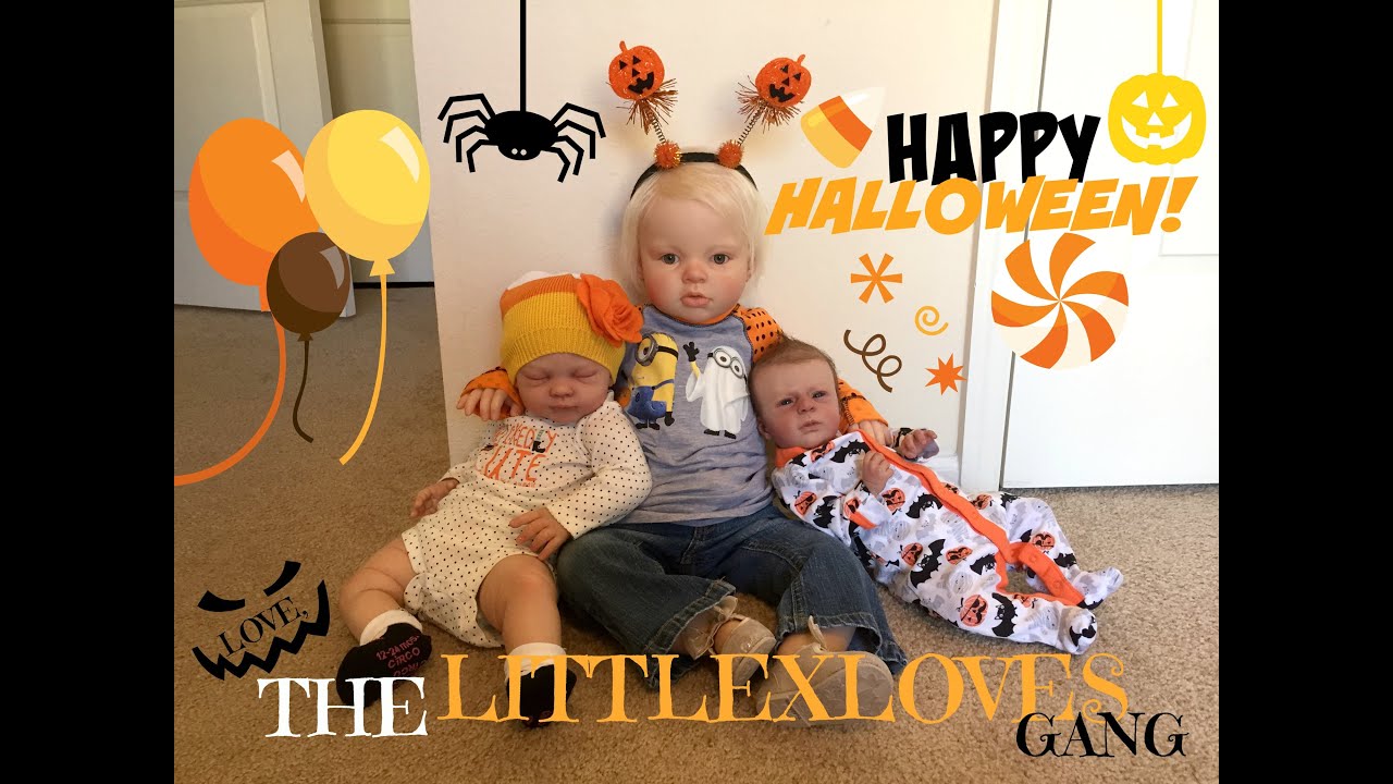 Happy Halloween from reborn toddler Prim and reborn baby Zoe and Carter