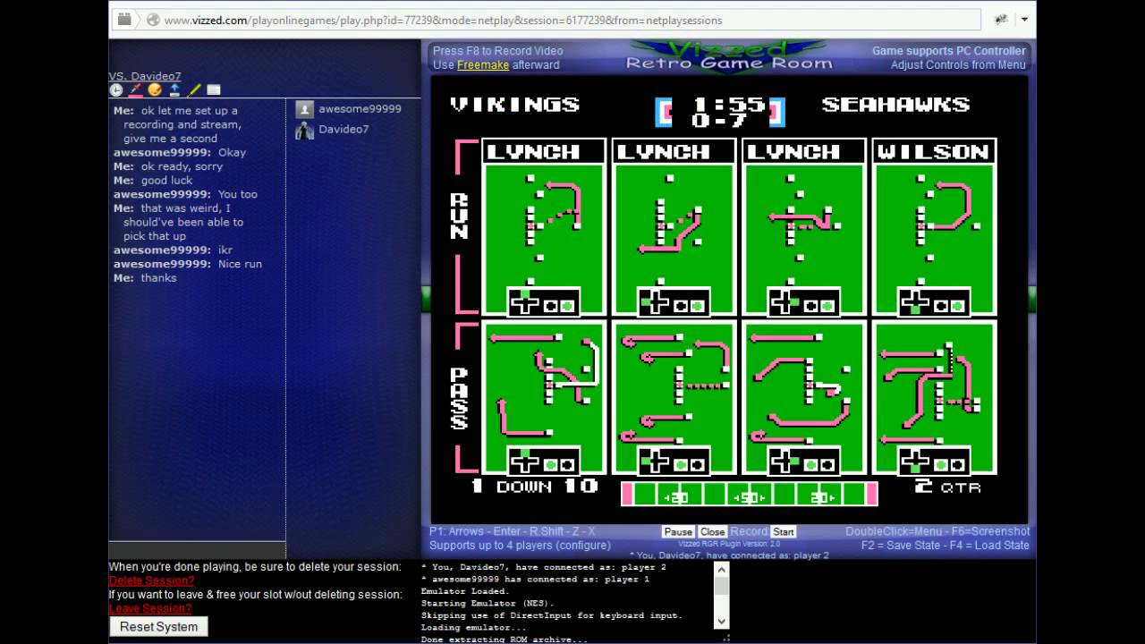 Tecmo Super Bowl 2015 Netplay Tournament Week 7: Davideo7 vs awesome99999