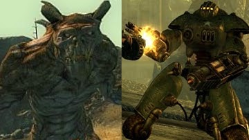 Fallout 3 - Sentry Bot vs Deathclaw