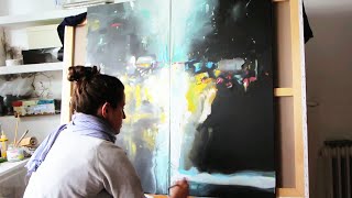 window acrylic painting rainy through speed