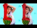 MASAL KARPUZ SLİME YAPTI - Kids pretend play with watermelon slime. Johny Johny Yes Papa Song