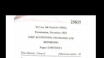 cost accounting standards and reporting mdu question paper #mdu #mcom #2023 #4thsemesterexam