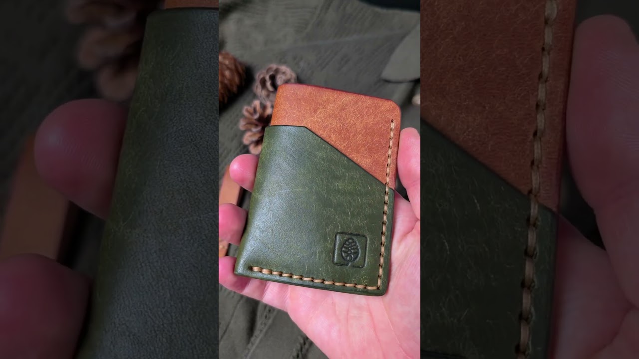 Handmade leather cardholder in Pueblo Cognac & Olive, built to last for years. 