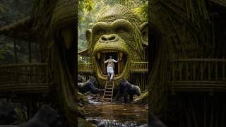 I Built a Secret Bamboo Treehouse. Beautiful Handmade Bamboo Craft#bamboohouse #shorts