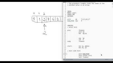 findmin - assembly 8086 to find minimum of an array