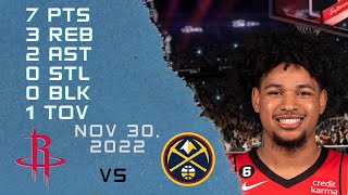 Daishen Nix All Possessions 30-11-2022 Rockets Vs Nuggets Nba Regular Season