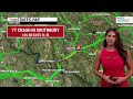 Rain and thunder ends, then partly sunny, humid with a scattered late day thundershower