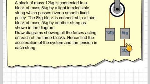 Finding the tension and acceleration of three connected blocks over a pulley