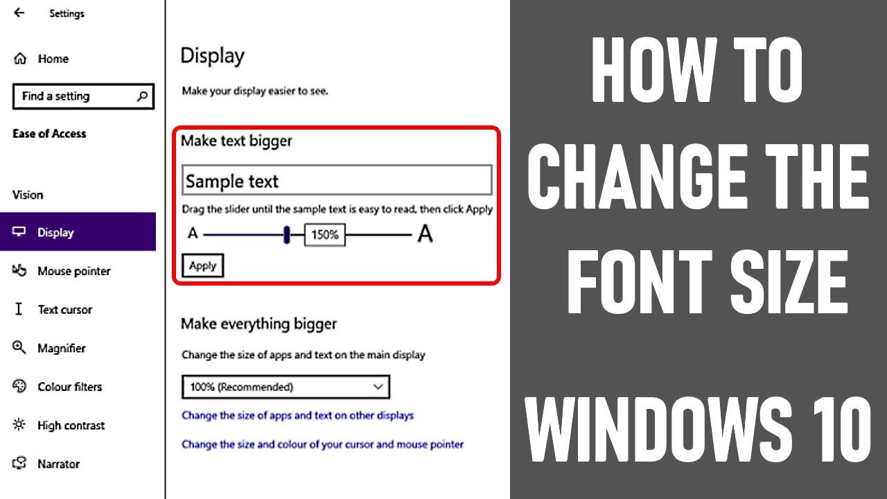 How To Change The Font Size In Windows 10 Easy Youtube