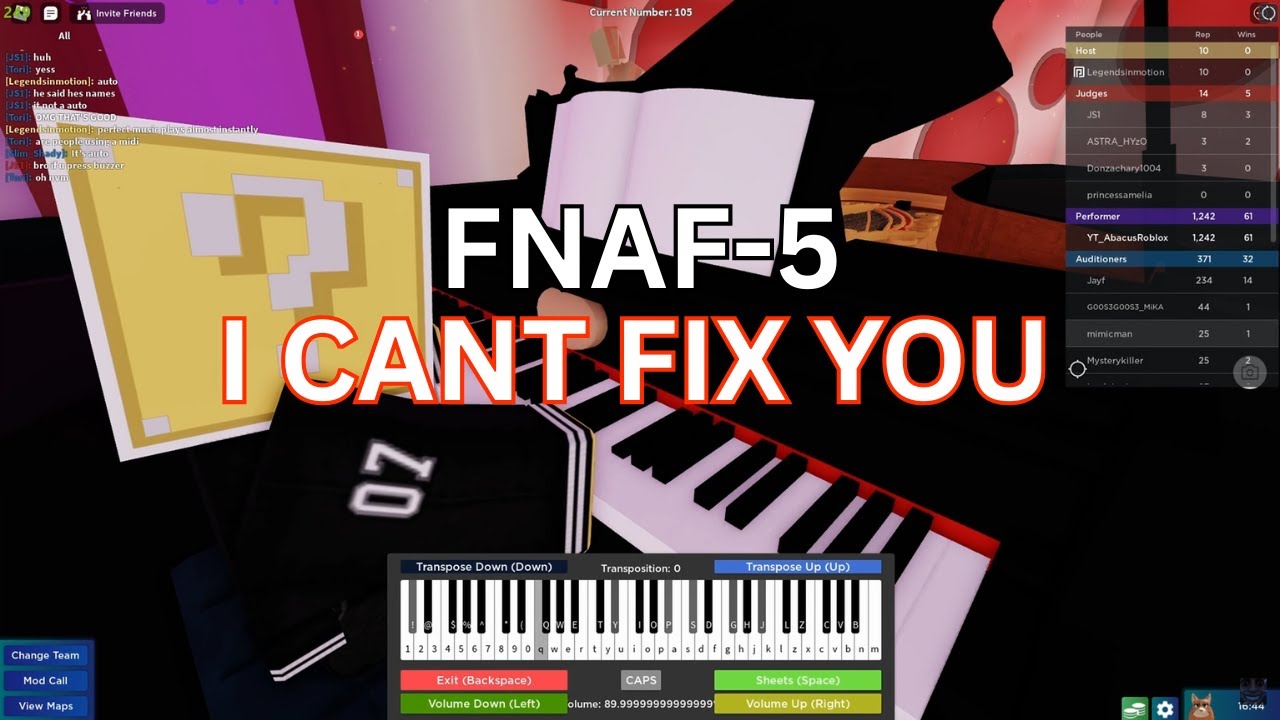 FNAF 5- I CANT FIX YOU | ROBLOX PIANO [SHEETS] - YouTube