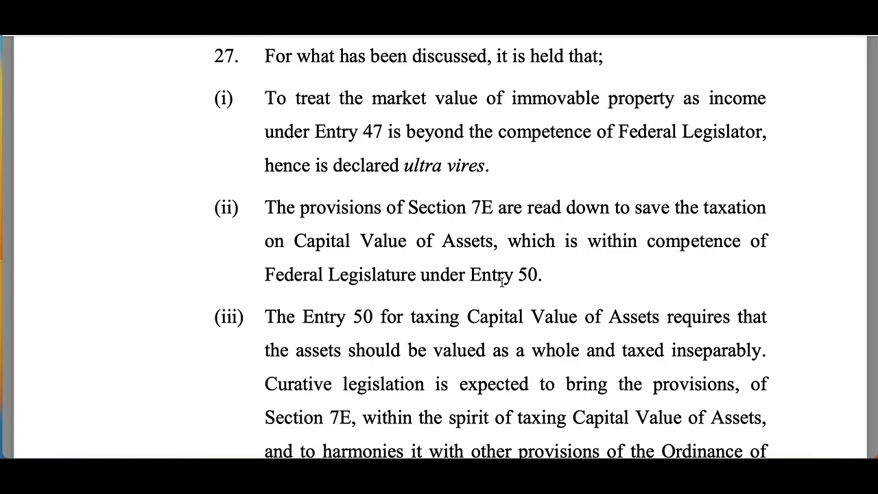 Part 2 LHC Judgement on Section 7E Income Tax Ordinance 2001 - YouTube