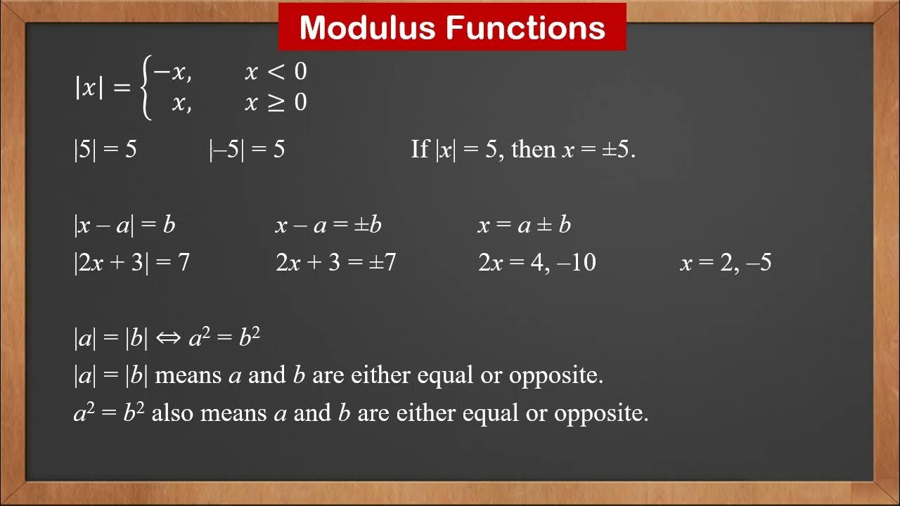 9709 P3 - 1.1 Modulus Functions - YouTube