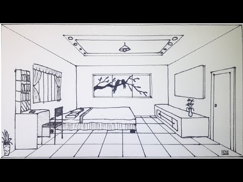 Phối cảnh - Cách vẽ căn phòng 1 điểm tụ - How to Draw a Room in 1- Point Perspective for Beginners