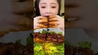 asmr three layer eating show mukbang Chinese food pork belly yummy food