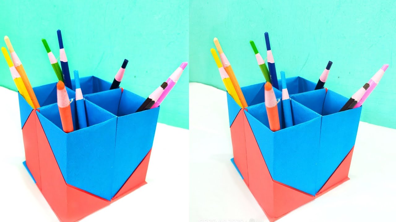 How to Make a Paper Pen stand/ DIY Simple pen decorating ideas /pen