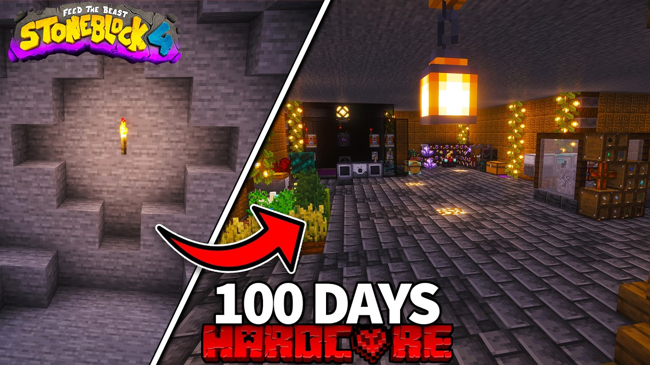 I Survived 100 Days in HARDCORE FTB STONEBLOCK 4!