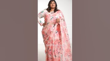 Draping Saree on Gorgeous Curvy Model 😍 | Floral Print Saree | Curvy Models | #shorts